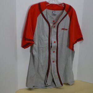 Smart Ones Jersey-Style Button-Down Gray, Red, & Black Shirt, Size XL